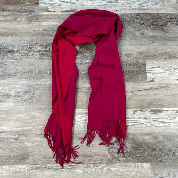 Pink Fringe Scarf Cashmere Blend Soft Wrap Shawl - Picture 2 of 5